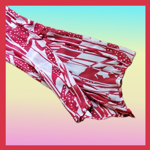 Abstract Print Front Button Long Sleeve Blouse - Picture 7 of 7